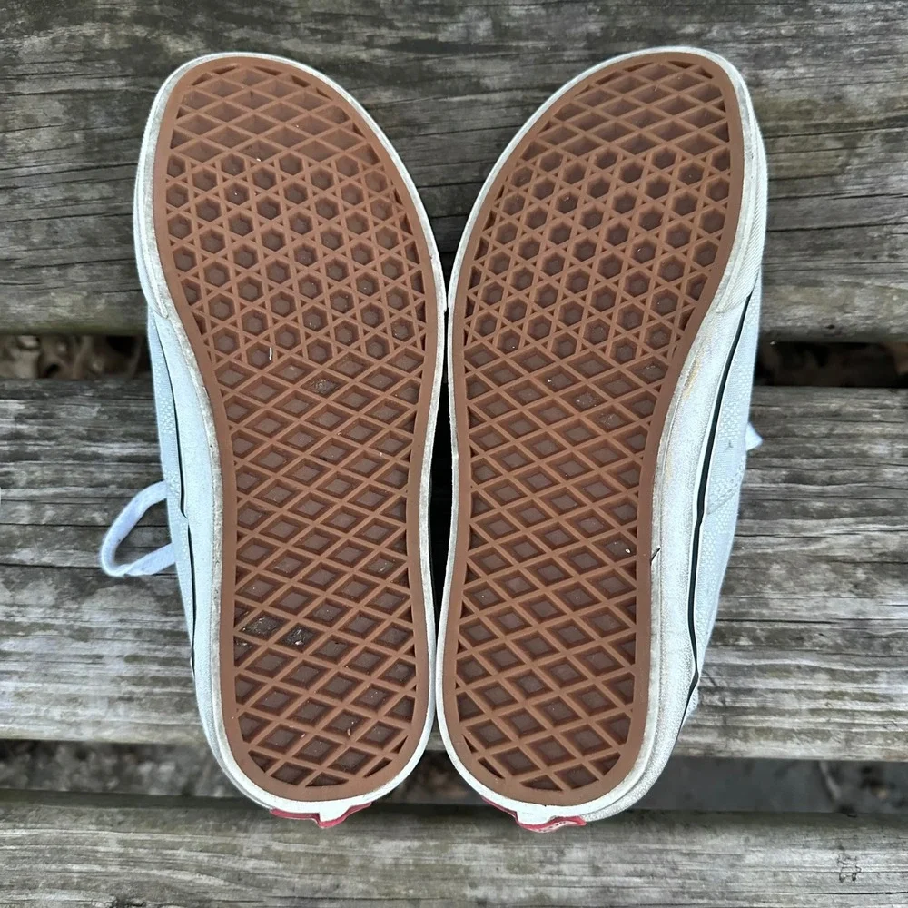 Vans Doheny Checker‎ Dot Sneakers Low Top Gray Blue Women Sz 7 Neutral Soft Girl